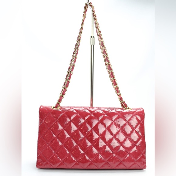 CHANEL Patent Goatskin Quilted Small 3 Pocket Accordion Flap - Picture 6 of 12